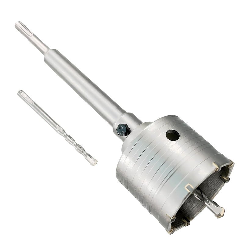 DKIBBITH 3" Concrete Hole Saw, 75mm Tungsten Steel Core Bit for Cinder Block, Brick, Rock, Plank Walls for Pipes or mini Split Lines, with SDS Plus Shank and 2 Center Positioning Drill Bits. - Image 1